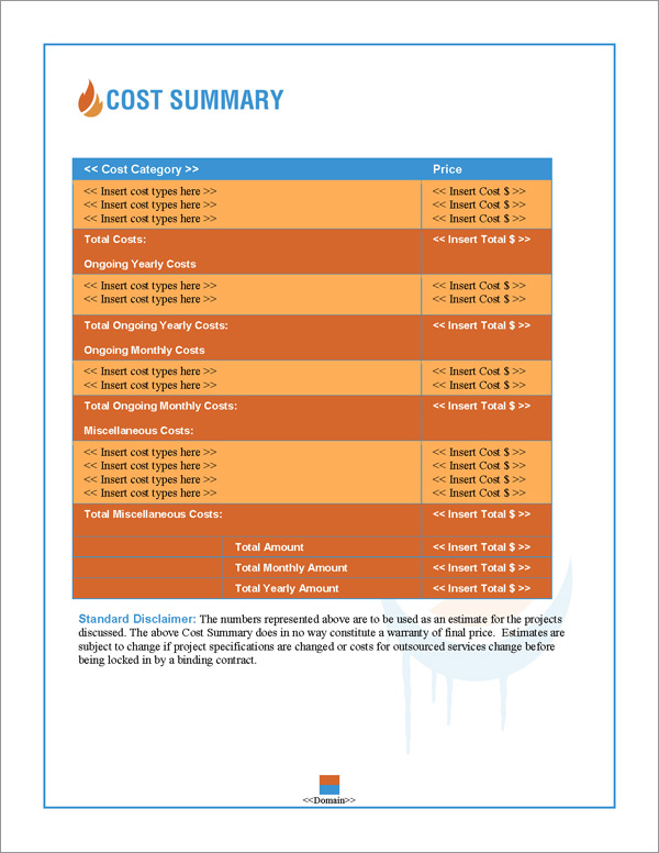 Proposal Pack HVAC #1 Cost Summary Page Proposal Pack HVAC #1 Cost Summary Page