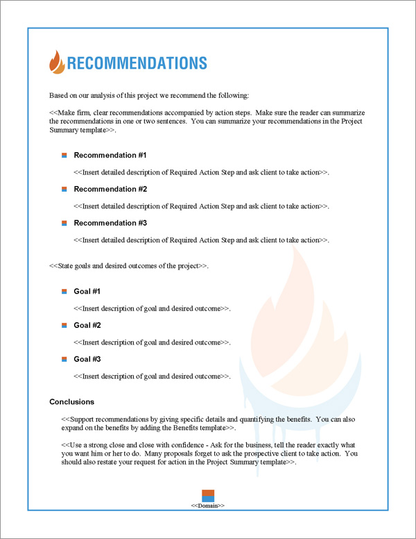 Proposal Pack HVAC #1 Recommendations Page