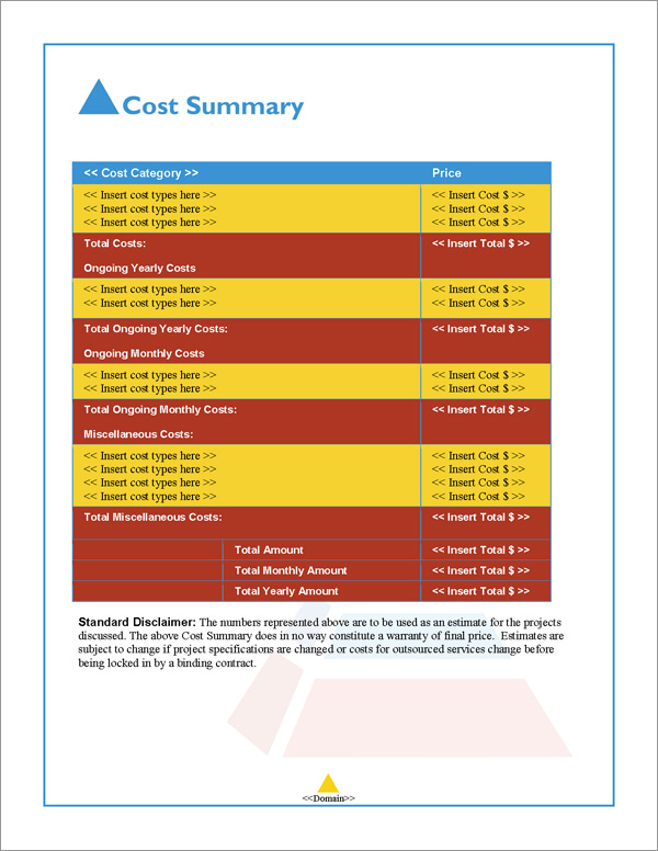 Proposal Pack Artsy #6 Cost Summary Page Proposal Pack Artsy #6 Cost Summary Page