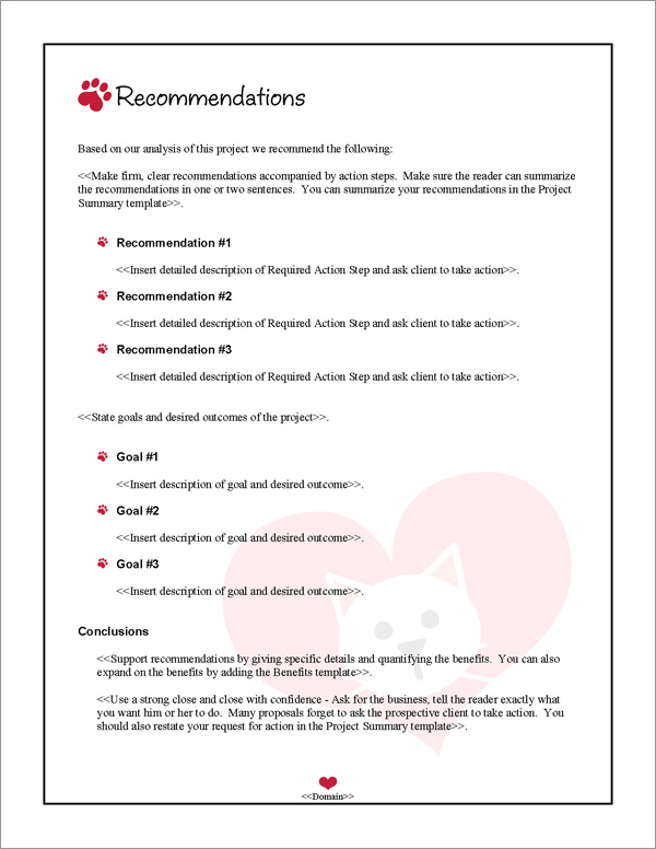 Proposal Pack Animals #1 Recommendations Page Proposal Pack Animals #1 Recommendations Page