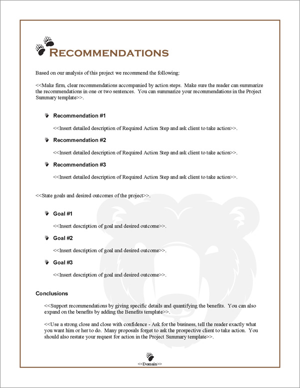 Proposal Pack Animals #3 Recommendations Page Proposal Pack Animals #3 Recommendations Page