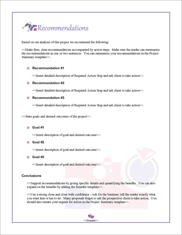 Proposal Pack Wedding #2 Recommendations Page Proposal Pack Wedding #2 Recommendations Page