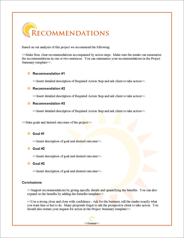 Proposal Pack Outdoors #2 Recommendations Page Proposal Pack Outdoors #2 Recommendations Page
