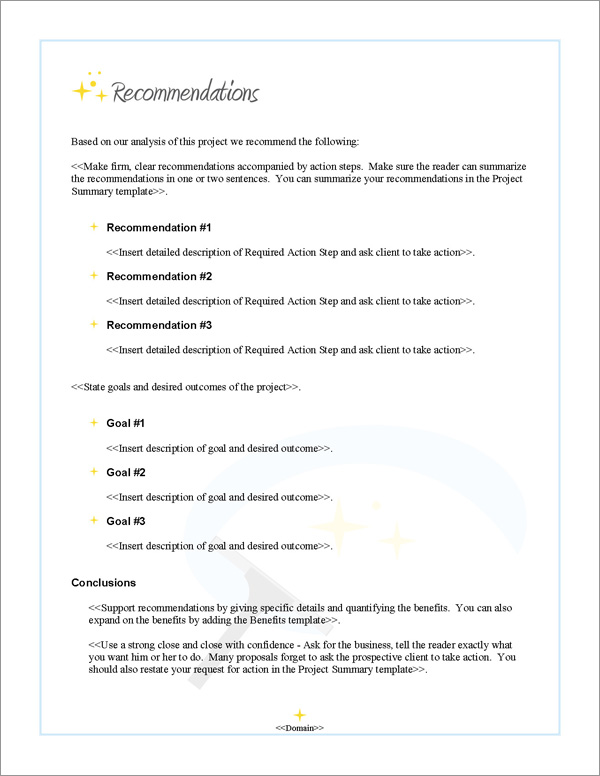 Proposal Pack Janitorial #2 Recommendations Page