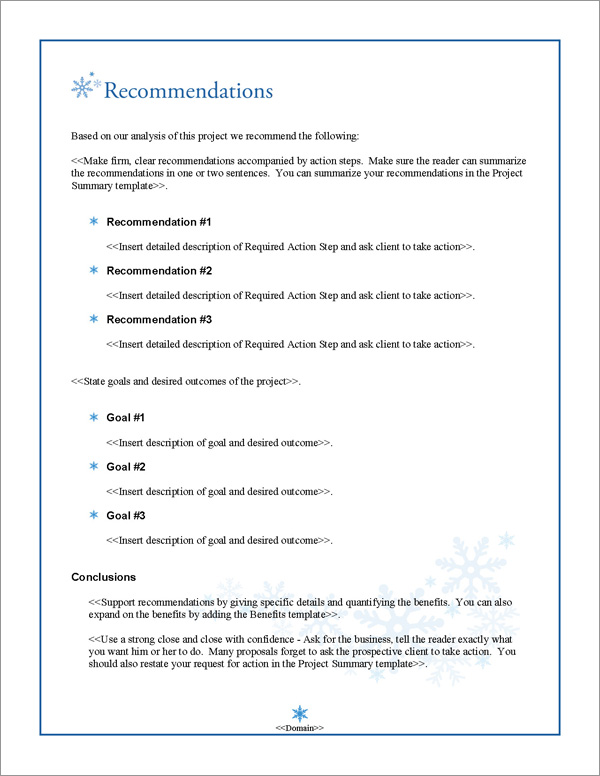 Proposal Pack Outdoors #3 Recommendations Page Proposal Pack Outdoors #3 Recommendations Page