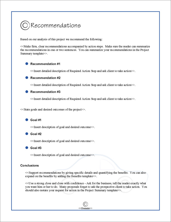 Proposal Pack Transportation #4 Recommendations Page Proposal Pack Transportation #4 Recommendations Page