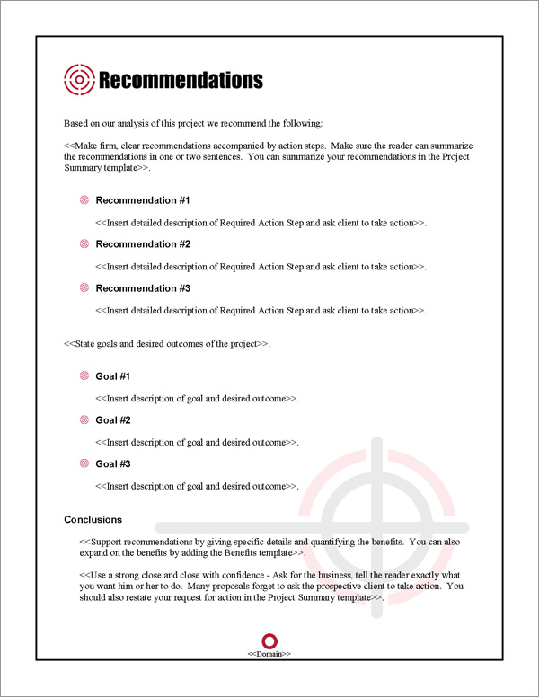 Proposal Pack Security #7 Recommendations Page Proposal Pack Security #7 Recommendations Page