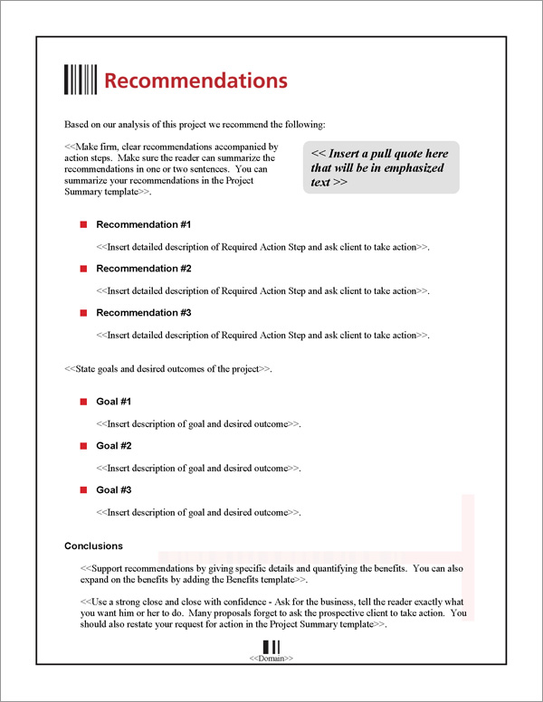 Proposal Pack Tech #7 Recommendations Page Proposal Pack Tech #7 Recommendations Page