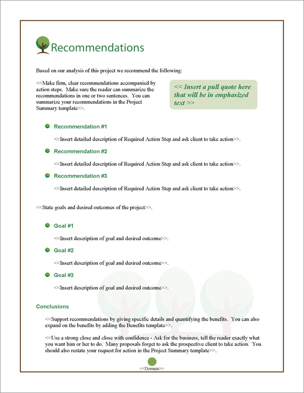 Proposal Pack Nature #6 Recommendations Page