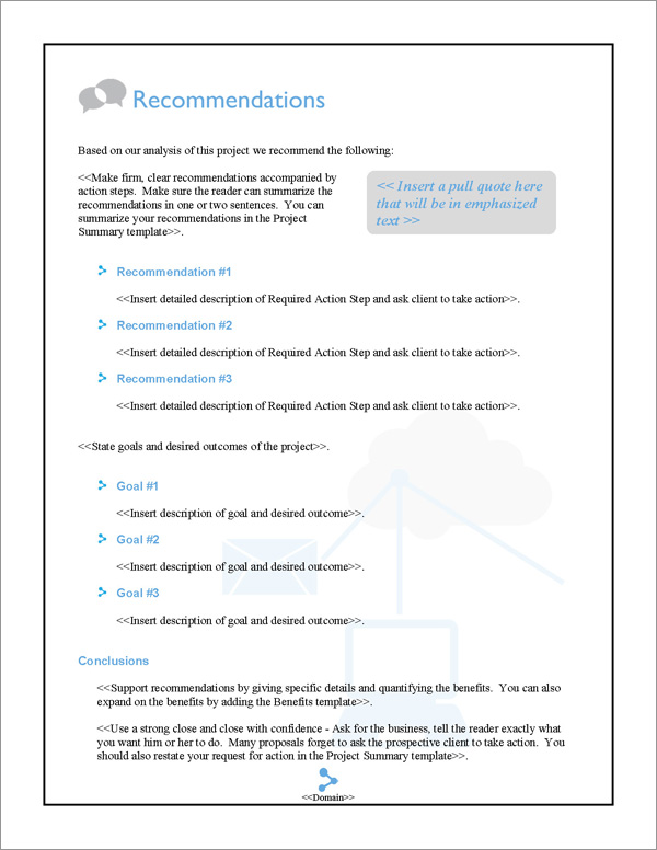 Proposal Pack Web #3 Recommendations Page