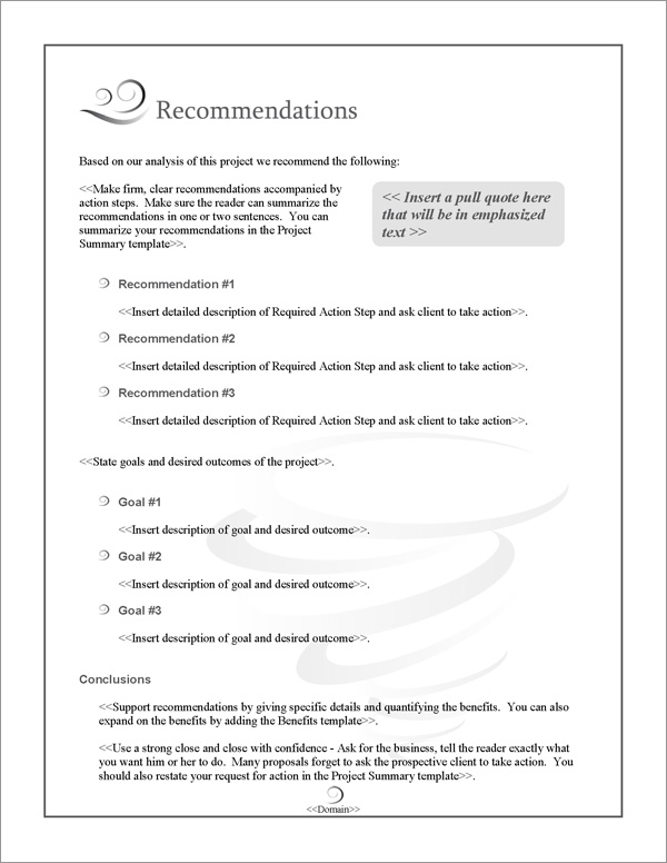Proposal Pack Concepts #13 Recommendations Page Proposal Pack Concepts #13 Recommendations Page