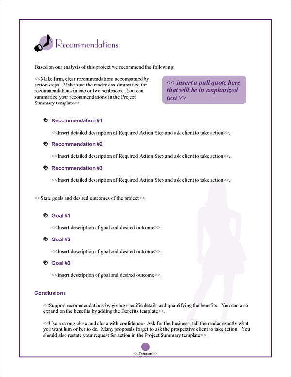 Proposal Pack Fashion #4 Recommendations Page Proposal Pack Fashion #4 Recommendations Page