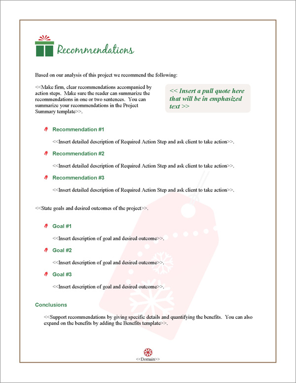 Proposal Pack Seasonal #2 Recommendations Page Proposal Pack Seasonal #2 Recommendations Page