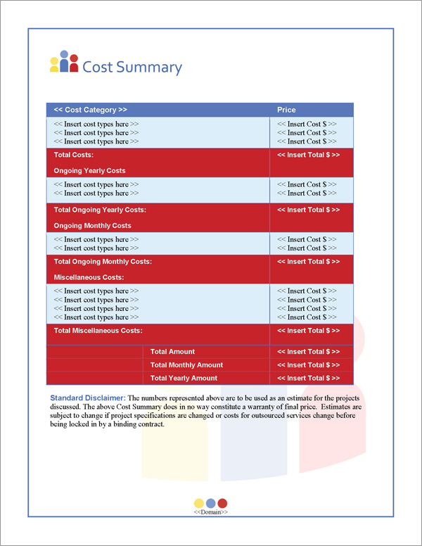Proposal Pack Artsy #8 Cost Summary Page