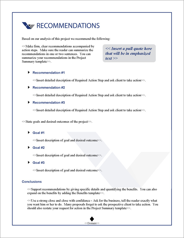 Proposal Pack Business #19 Recommendations Page Proposal Pack Business #19 Recommendations Page