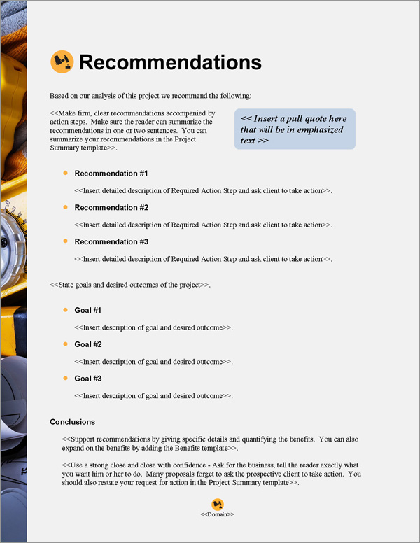 Proposal Pack Construction #5 Recommendations Page Proposal Pack Construction #5 Recommendations Page