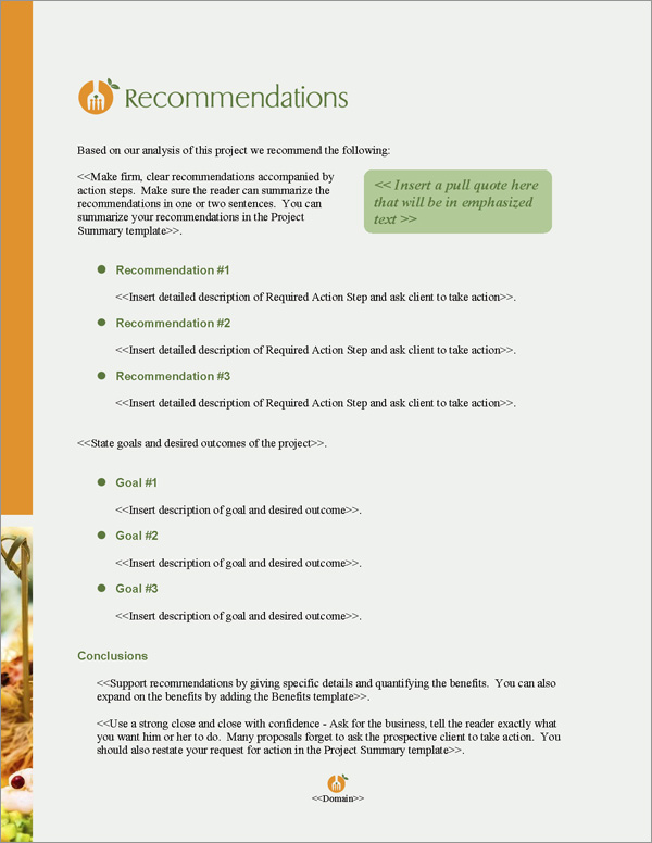 Proposal Pack Catering #1 Recommendations Page Proposal Pack Catering #1 Recommendations Page