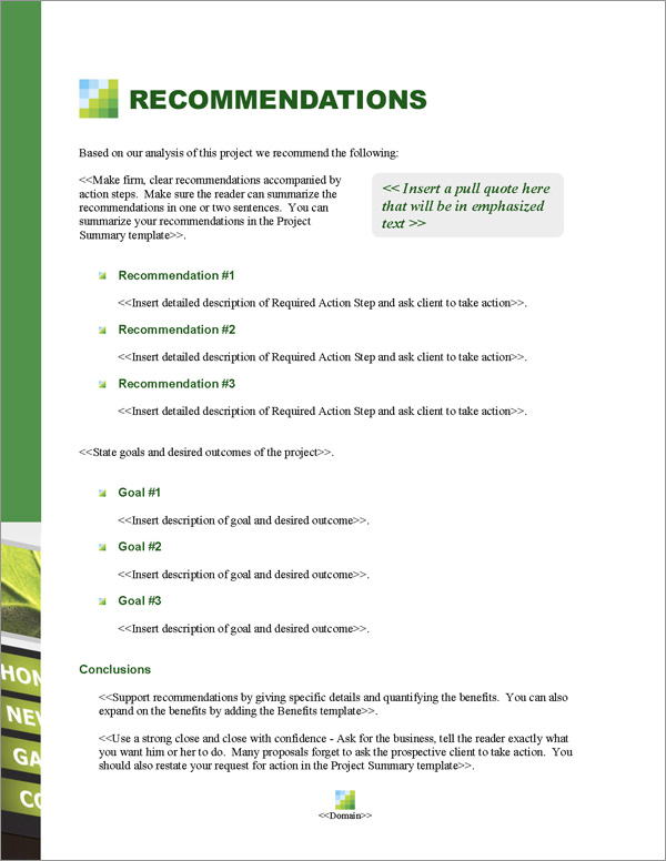 Proposal Pack Web #4 Recommendations Page Proposal Pack Web #4 Recommendations Page