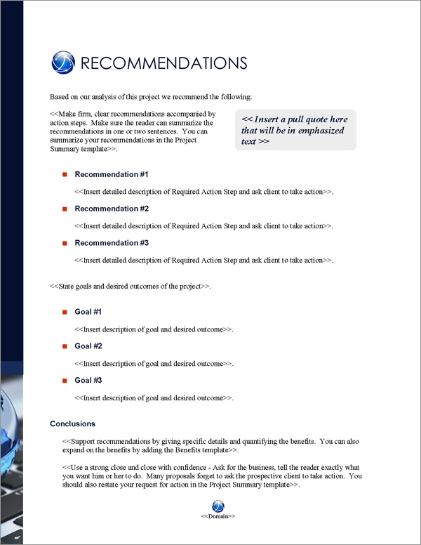 Proposal Pack Global #4 Recommendations Page Proposal Pack Global #4 Recommendations Page