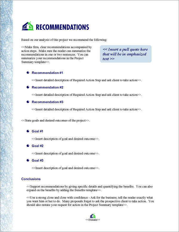 Proposal Pack Janitorial #3 Recommendations Page Proposal Pack Janitorial #3 Recommendations Page