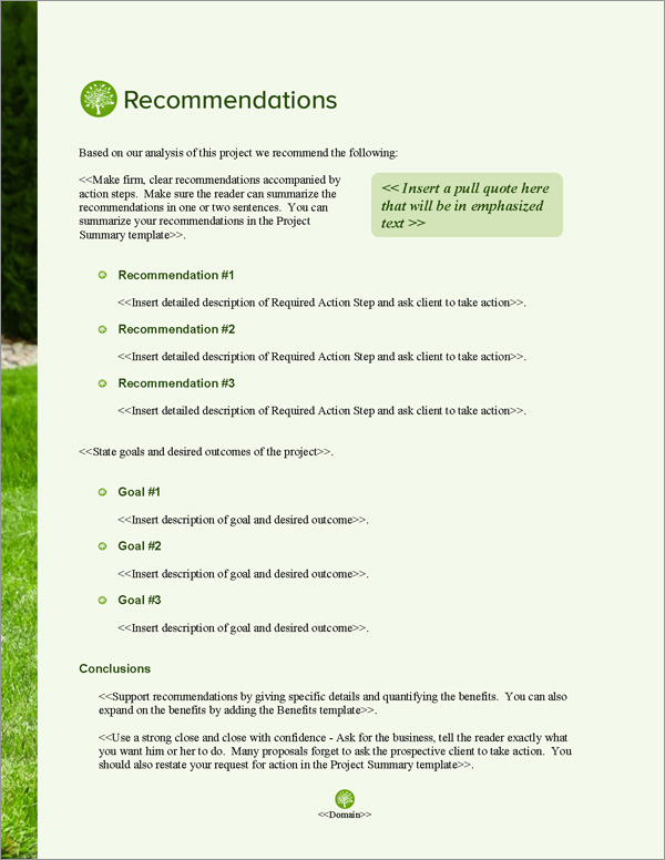 Proposal Pack Lawn #3 Recommendations Page Proposal Pack Lawn #3 Recommendations Page