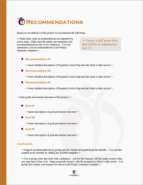 Proposal Pack Sports #6 Recommendations Page Proposal Pack Sports #6 Recommendations Page