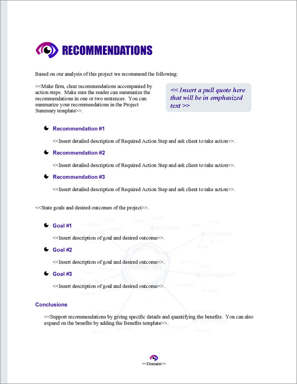Proposal Pack Marketing #1 Recommendations Page Proposal Pack Marketing #1 Recommendations Page