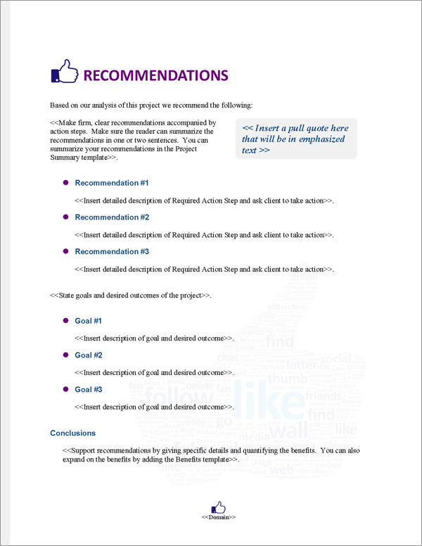Proposal Pack Social Media #1 Recommendations Page Proposal Pack Social Media #1 Recommendations Page