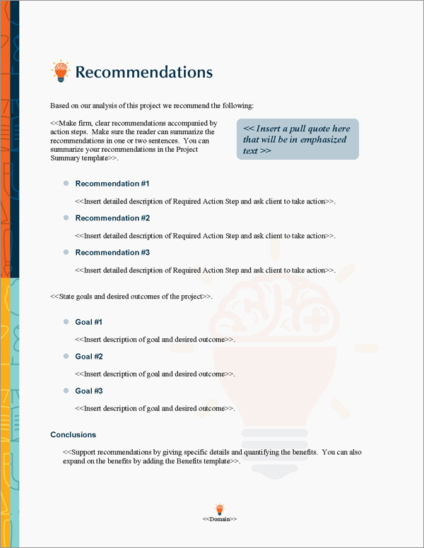 Proposal Pack Education #3 Recommendations Page Proposal Pack Education #3 Recommendations Page