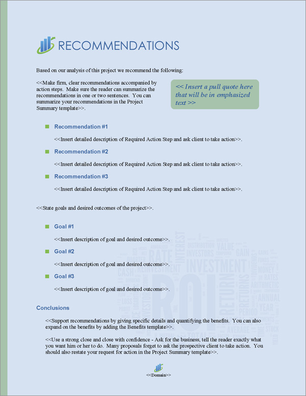 Proposal Pack Financial #4 Recommendations Page