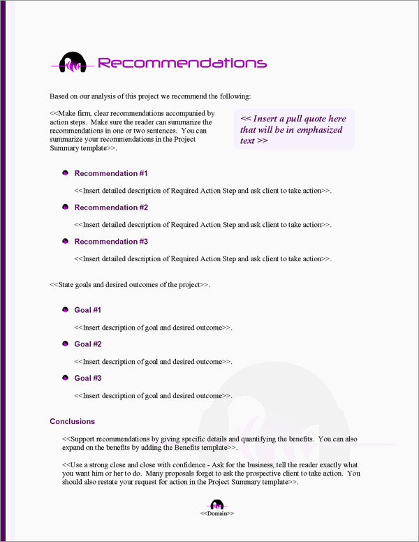 Proposal Pack Events #5 Recommendations Page Proposal Pack Events #5 Recommendations Page