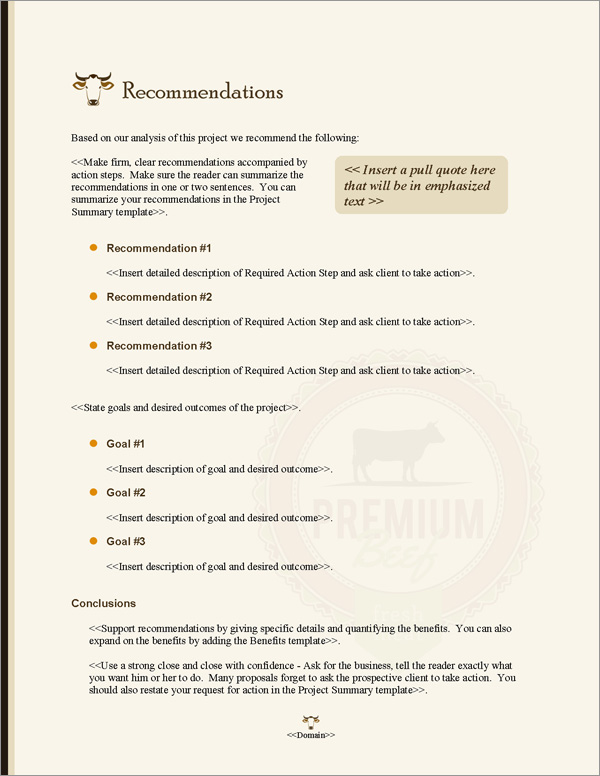 Proposal Pack Ranching #1 Recommendations Page