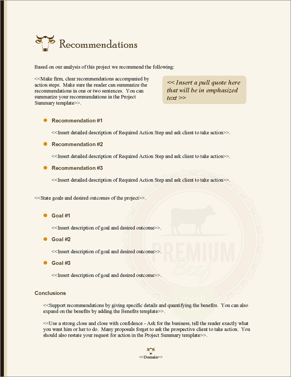 Proposal Pack Ranching #1 Recommendations Page Proposal Pack Ranching #1 Recommendations Page