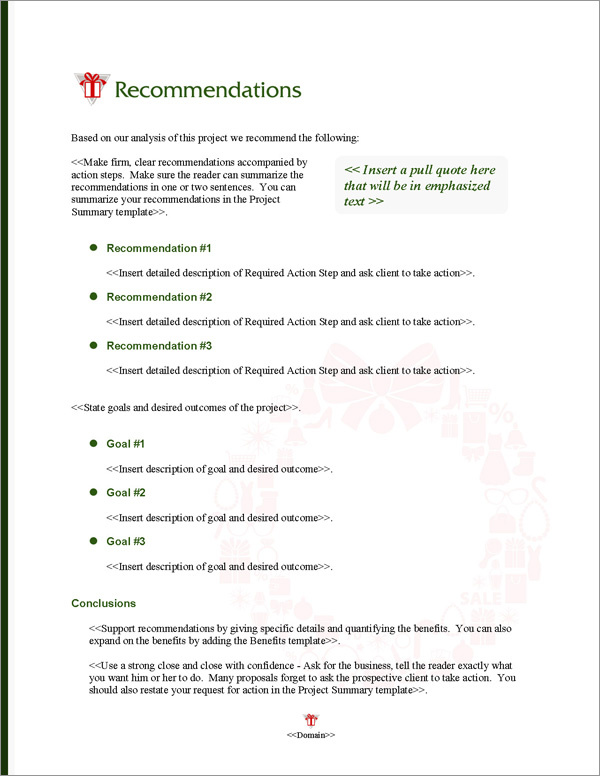 Proposal Pack Seasonal #3 Recommendations Page Proposal Pack Seasonal #3 Recommendations Page