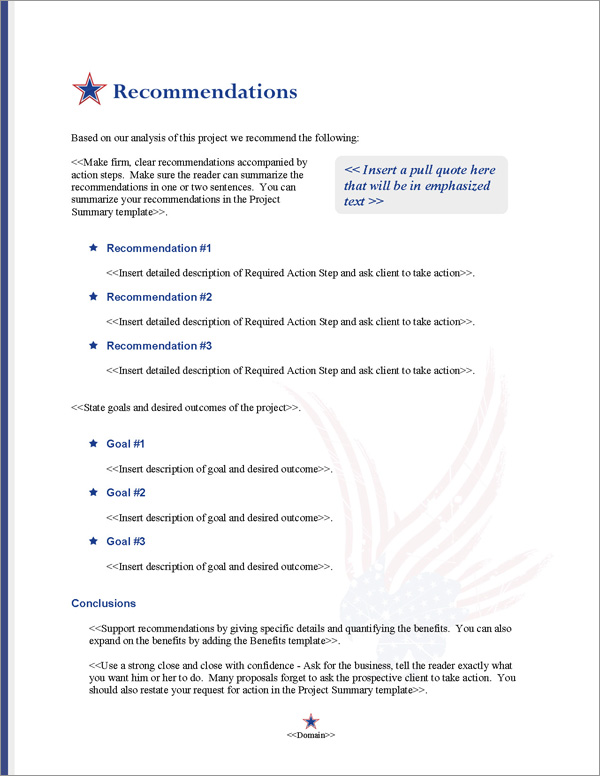 Proposal Pack Flag #6 Recommendations Page