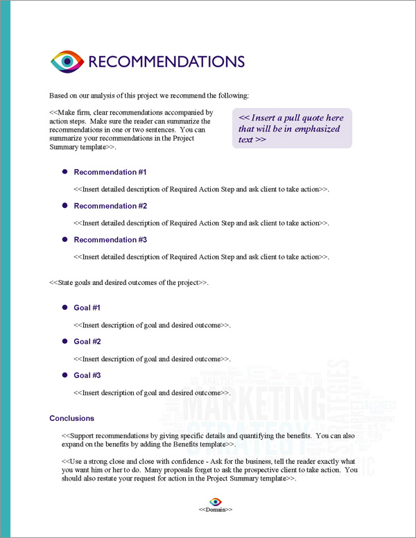Proposal Pack Marketing #2 Recommendations Page Proposal Pack Marketing #2 Recommendations Page