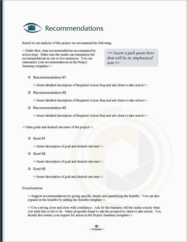 Proposal Pack Photography #6 Recommendations Page Proposal Pack Photography #6 Recommendations Page