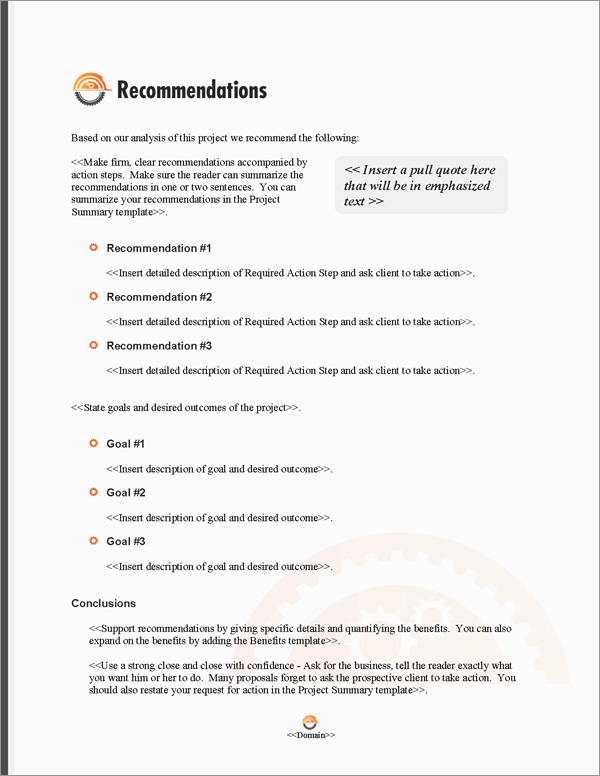 Proposal Pack Construction #6 Recommendations Page Proposal Pack Construction #6 Recommendations Page