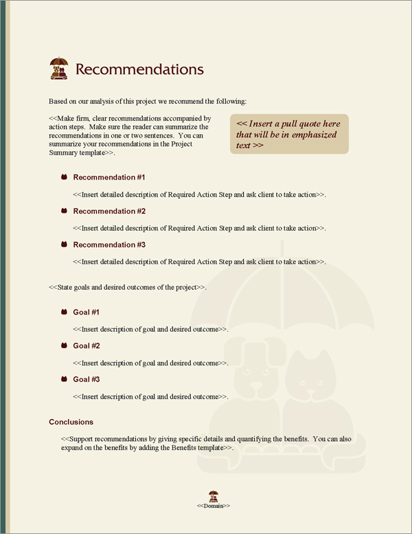 Proposal Pack Animals #6 Recommendations Page Proposal Pack Animals #6 Recommendations Page