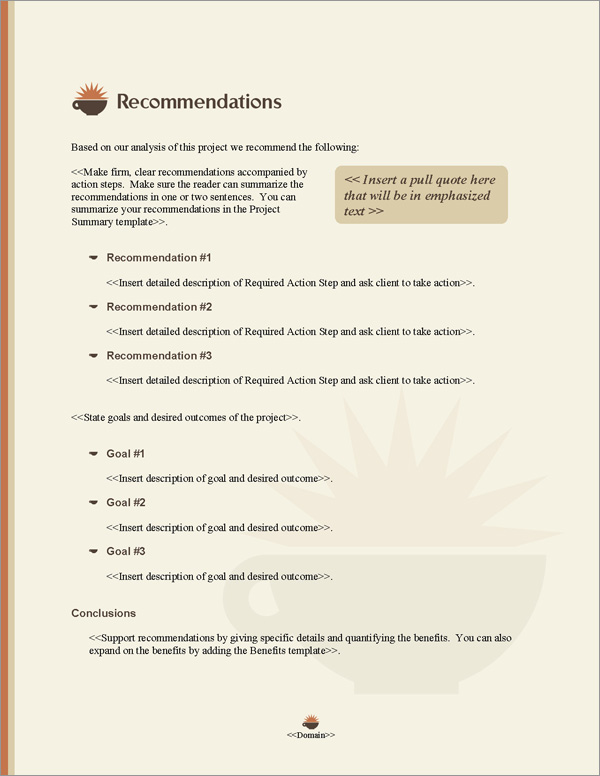 Proposal Pack Food #4 Recommendations Page Proposal Pack Food #4 Recommendations Page
