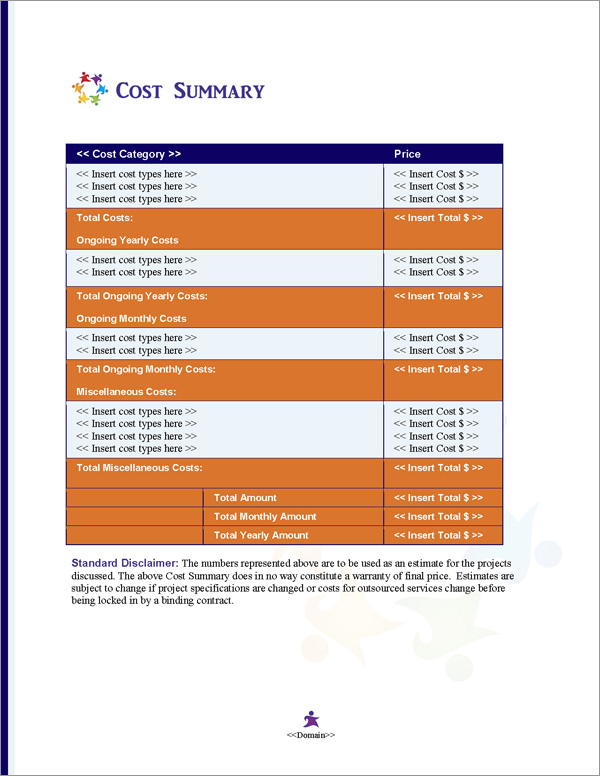 Proposal Pack Children #3 Cost Summary Page Proposal Pack Children #3 Cost Summary Page