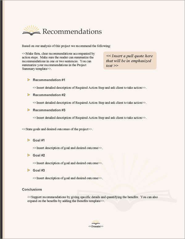 Proposal Pack Books #3 Recommendations Page Proposal Pack Books #3 Recommendations Page