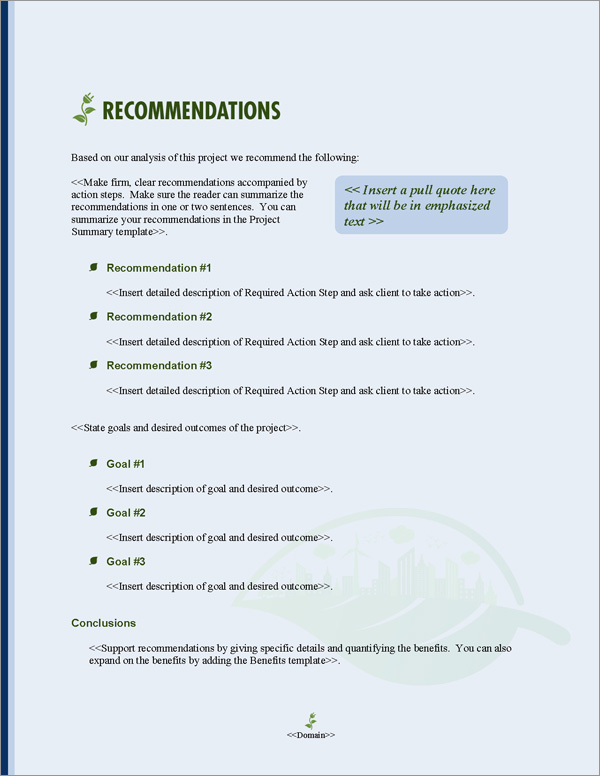 Proposal Pack Resources #3 Recommendations Page Proposal Pack Resources #3 Recommendations Page