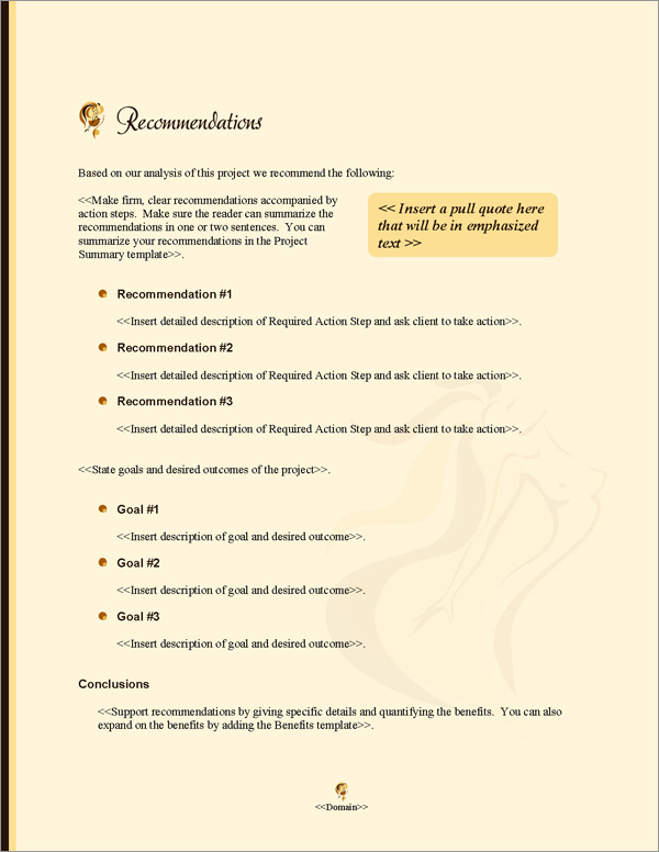 Proposal Pack Fashion #5 Recommendations Page Proposal Pack Fashion #5 Recommendations Page