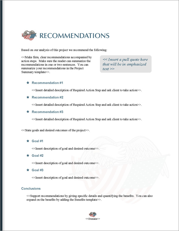 Proposal Pack Military #5 Recommendations Page Proposal Pack Military #5 Recommendations Page