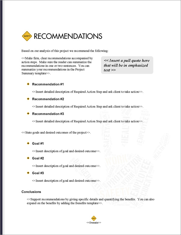 Proposal Pack Safety #4 Recommendations Page Proposal Pack Safety #4 Recommendations Page