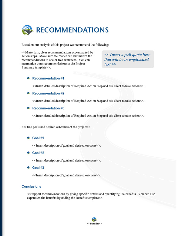 Proposal Pack Infrastructure #1 Recommendations Page Proposal Pack Infrastructure #1 Recommendations Page