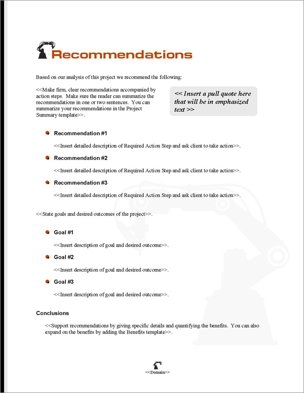 Proposal Pack Robotics #1 Recommendations Page Proposal Pack Robotics #1 Recommendations Page