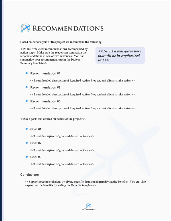 Proposal Pack Transportation #8 Recommendations Page Proposal Pack Transportation #8 Recommendations Page