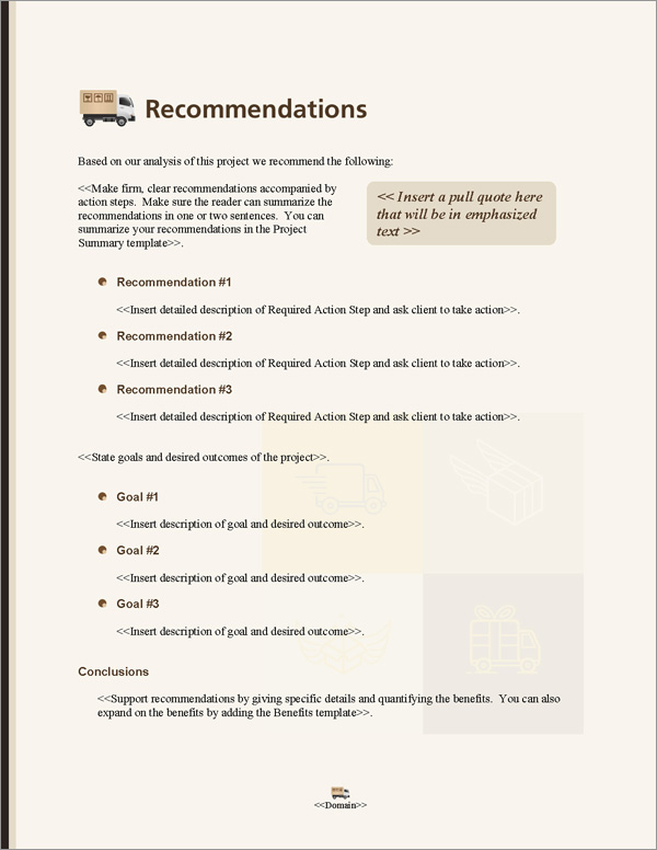Proposal Pack Transportation #9 Recommendations Page
